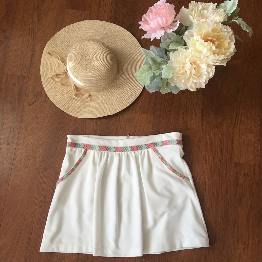 Freeway cream skirt with embroidered detail